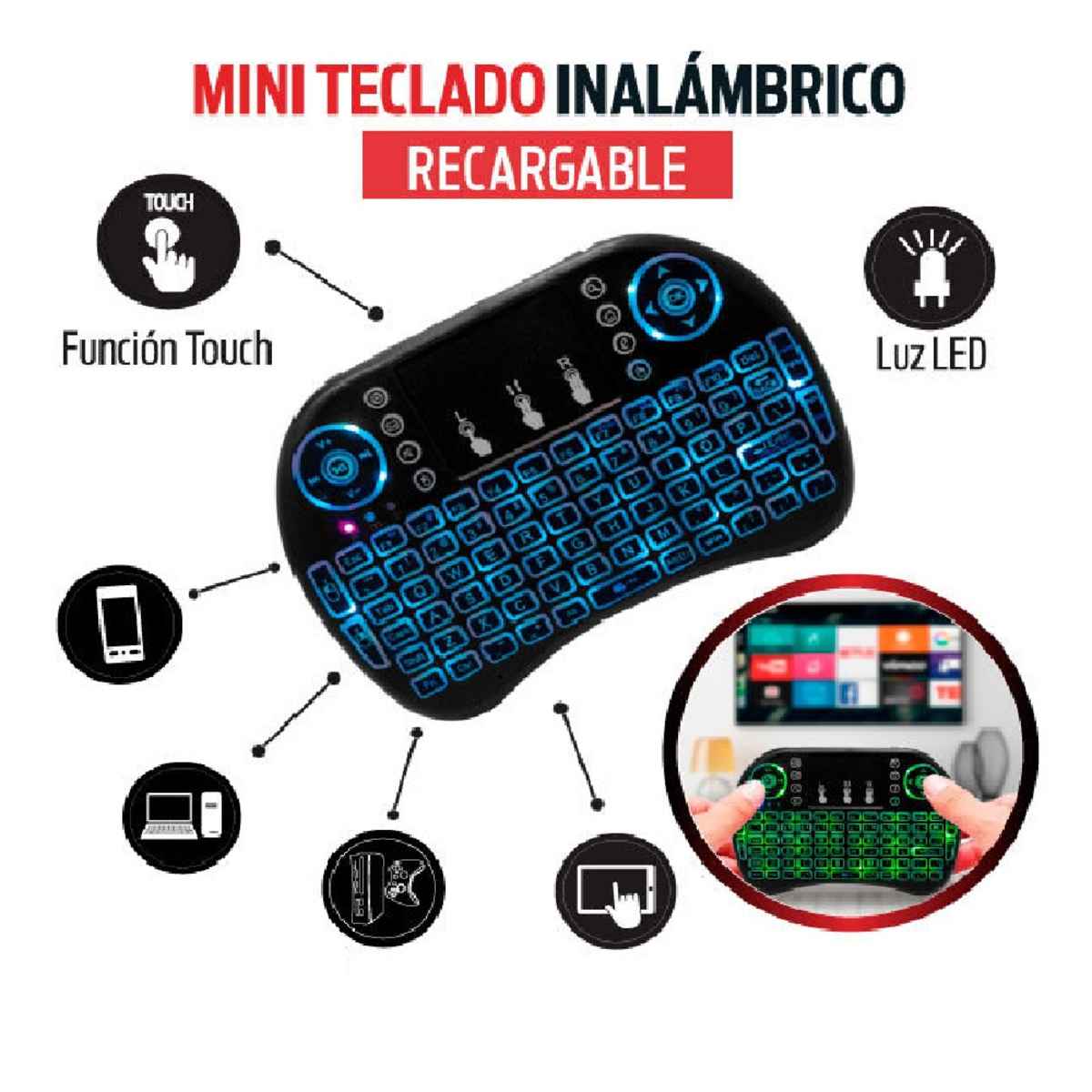 Mini Teclado Inalámbrico (2,4 GHz) Retroiluminado – Appolo Viracel