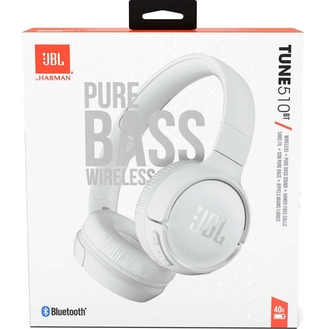 Auriculares JBL, On Ear, Tune 510, Bluetooth - Blanco